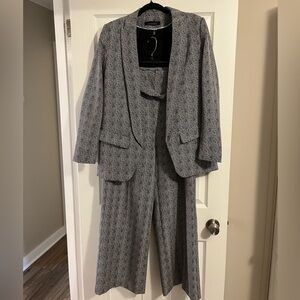 White House Black Market Black and White Herringbone Suit